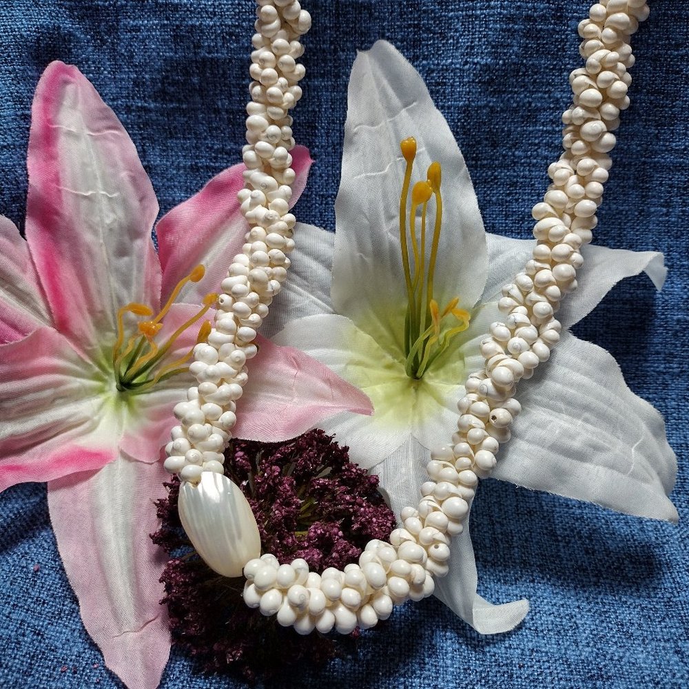 White Triple Strand Shell Necklace